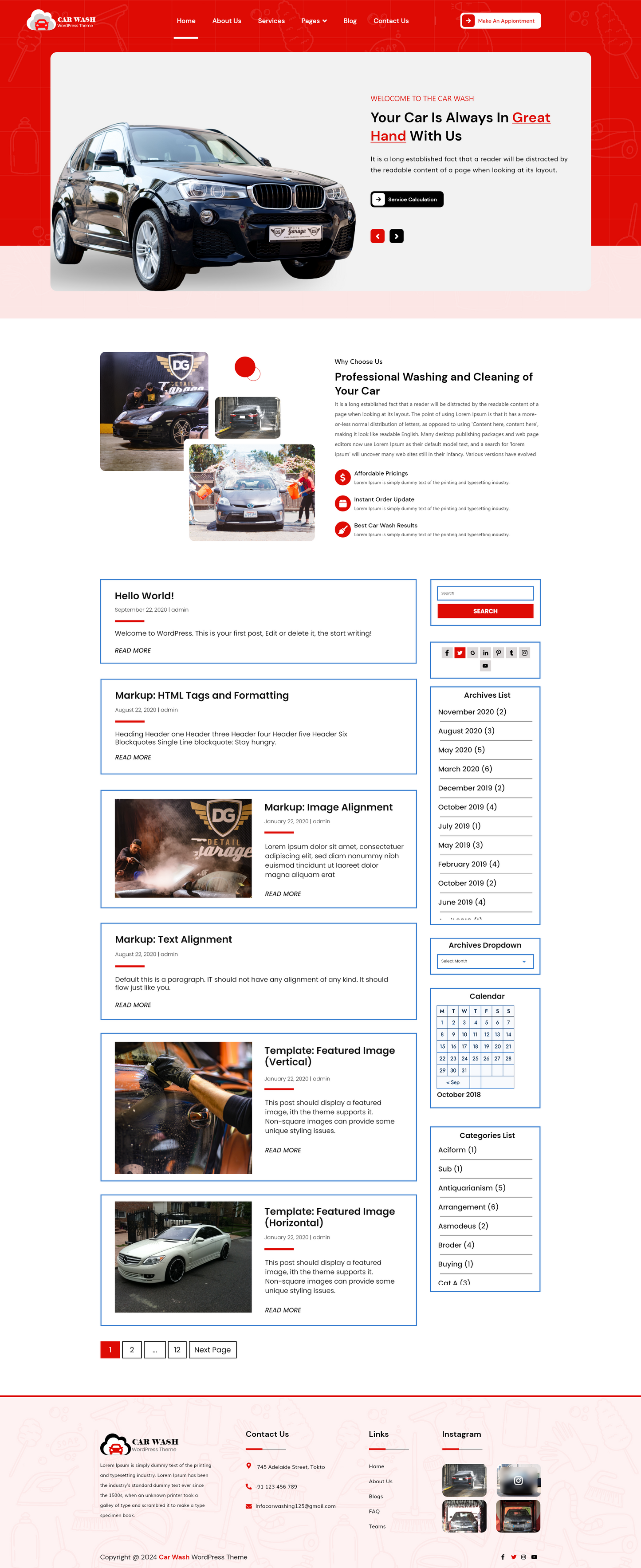 free car wash services wordpress theme