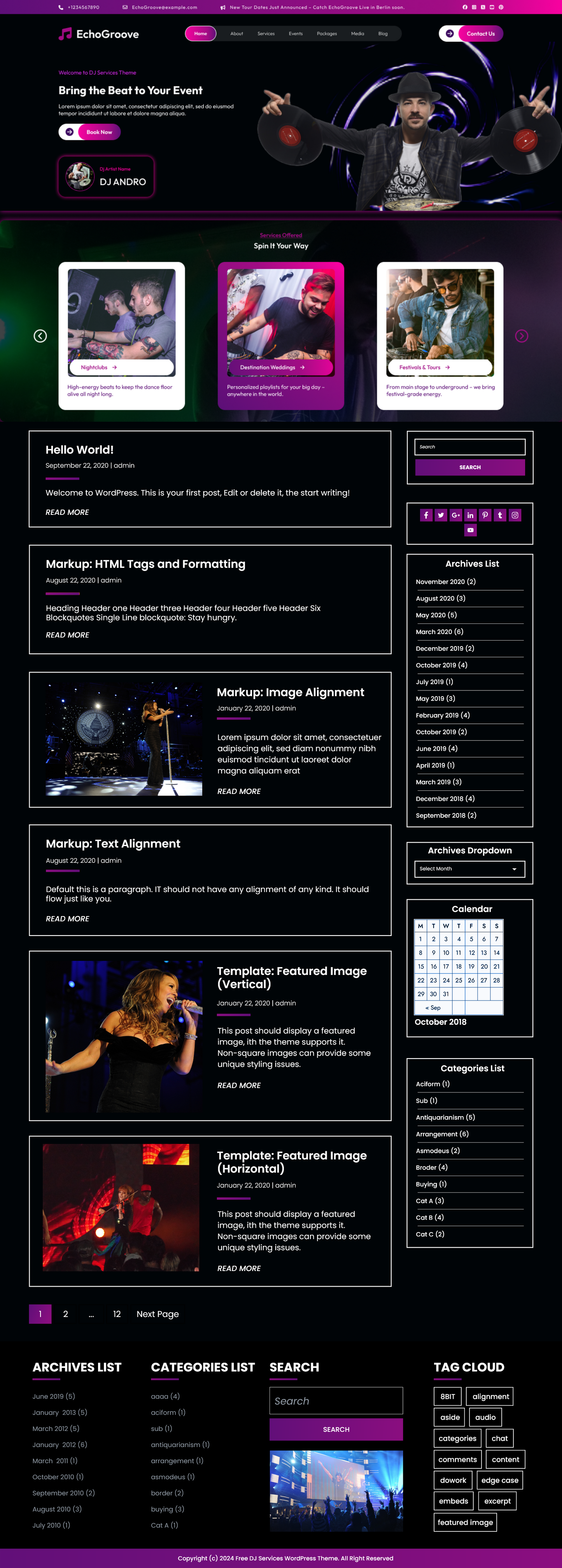 Free DJ Service WordPress Theme