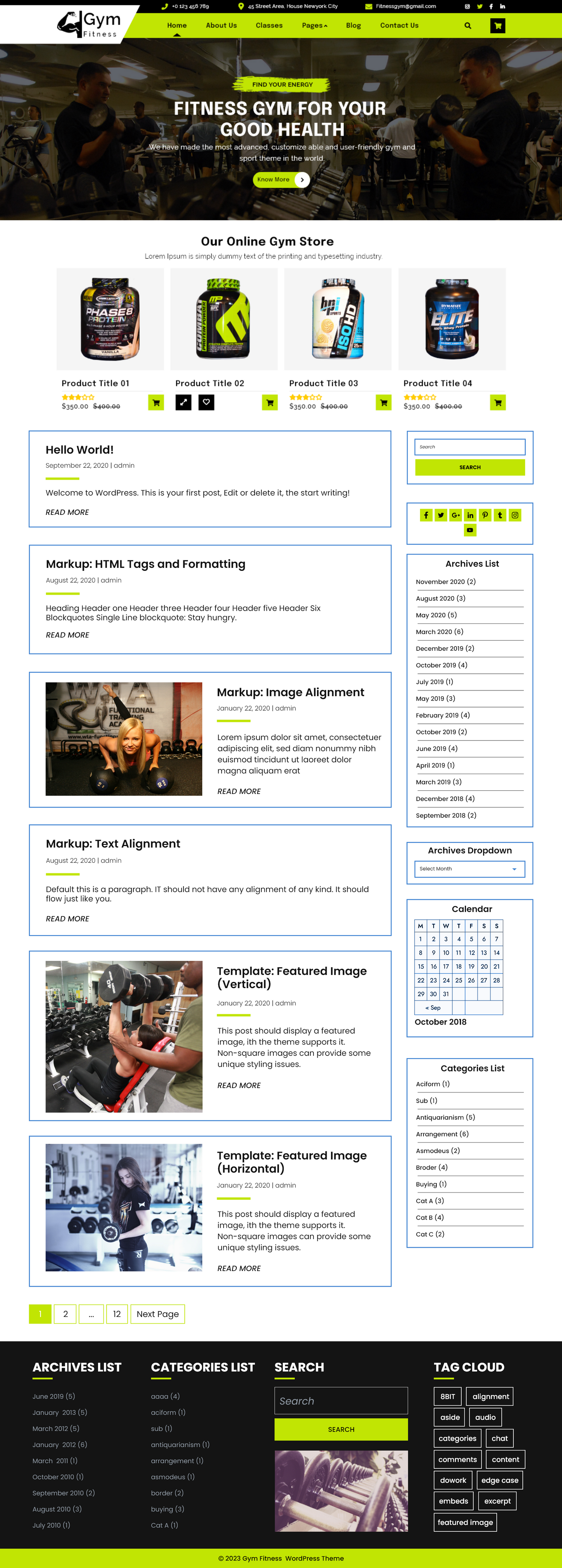 Free Fitness WordPress Theme