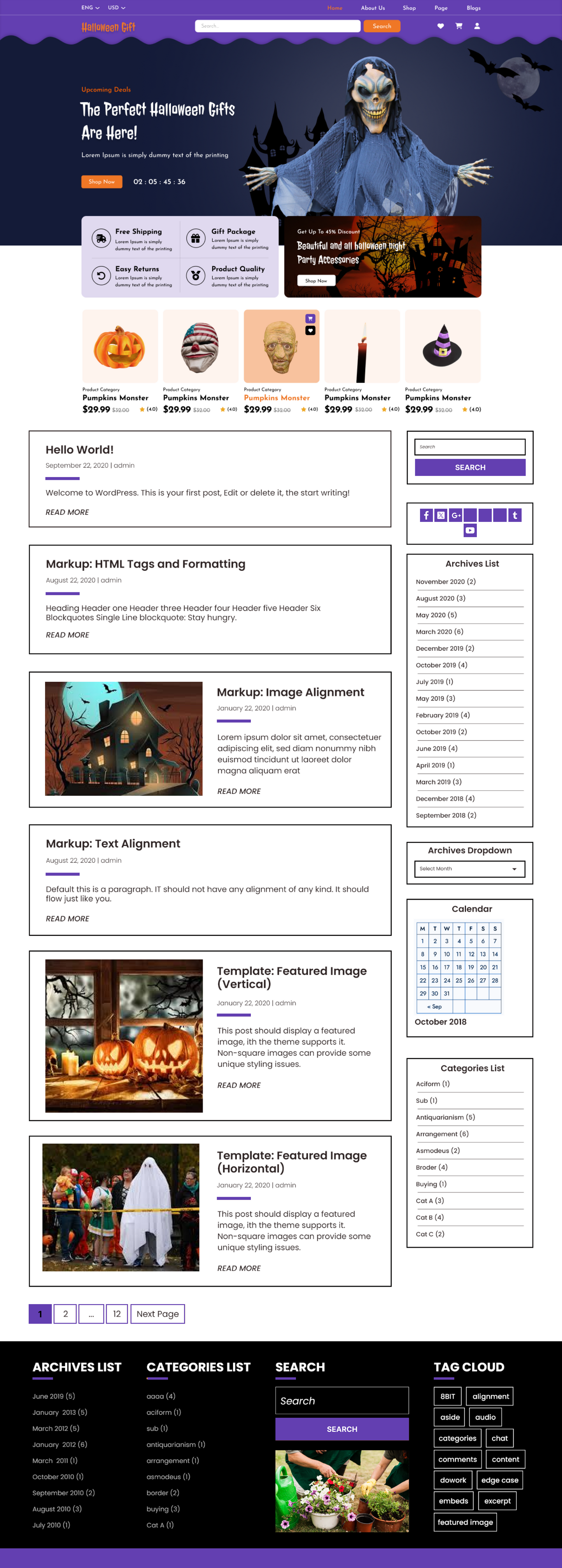 Free Halloween Store WordPress Theme