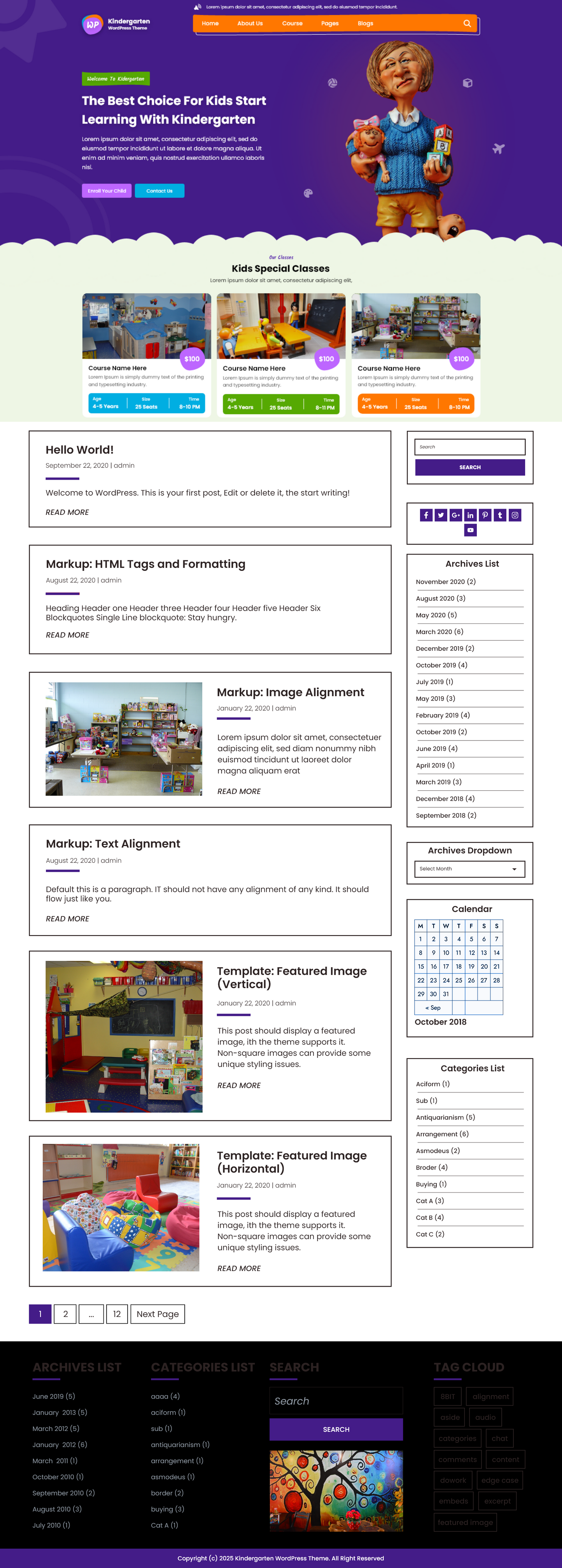 Free Kindergarten School WordPress Theme