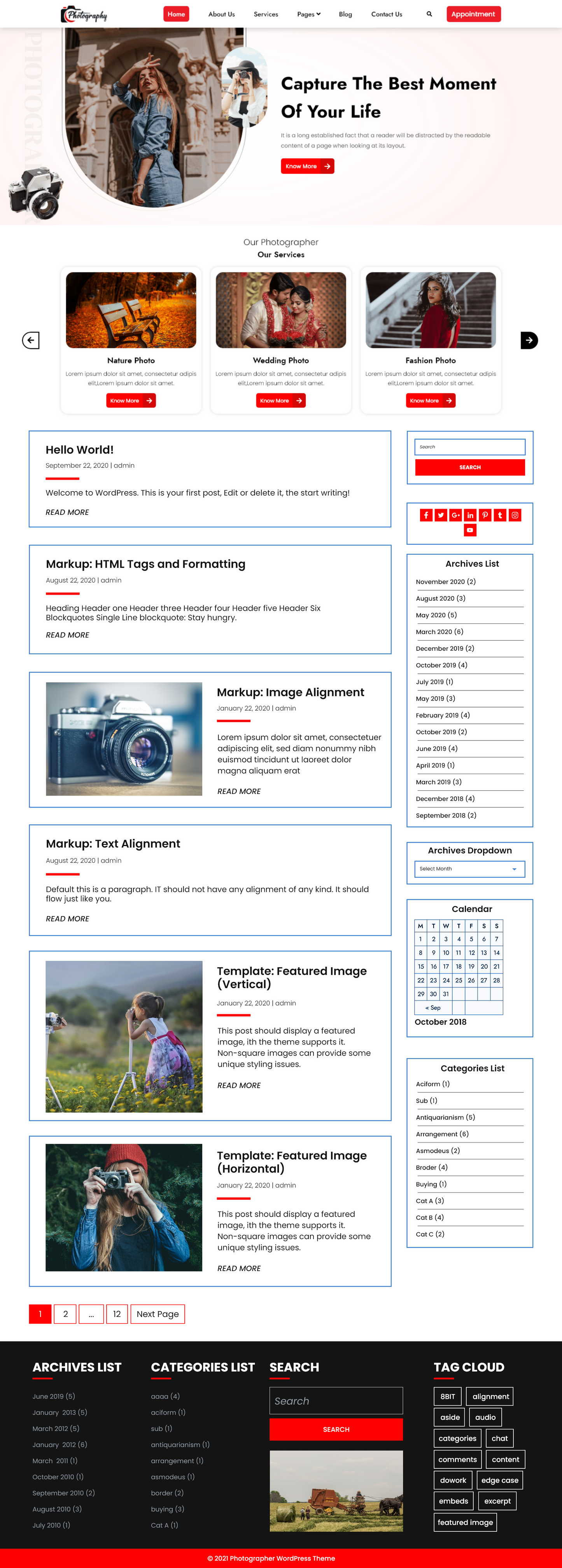 Free Photographer WordPress Theme