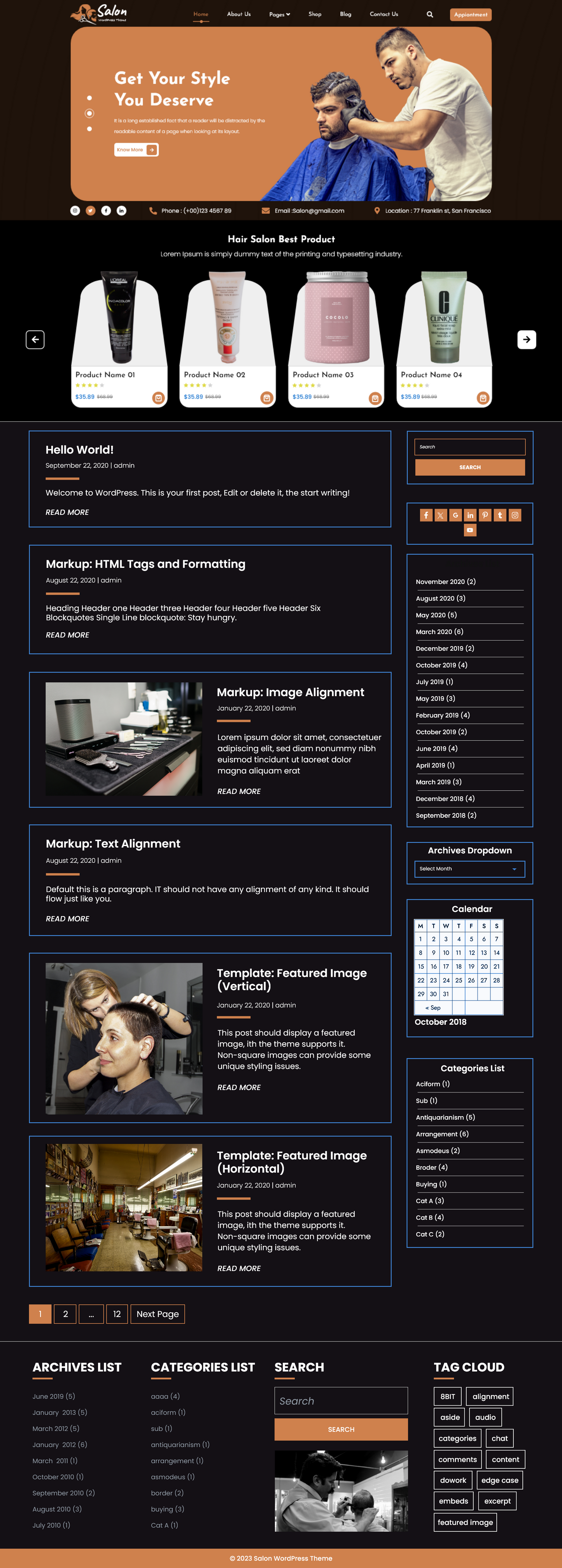 Free Hairs Salon Wordpress Theme