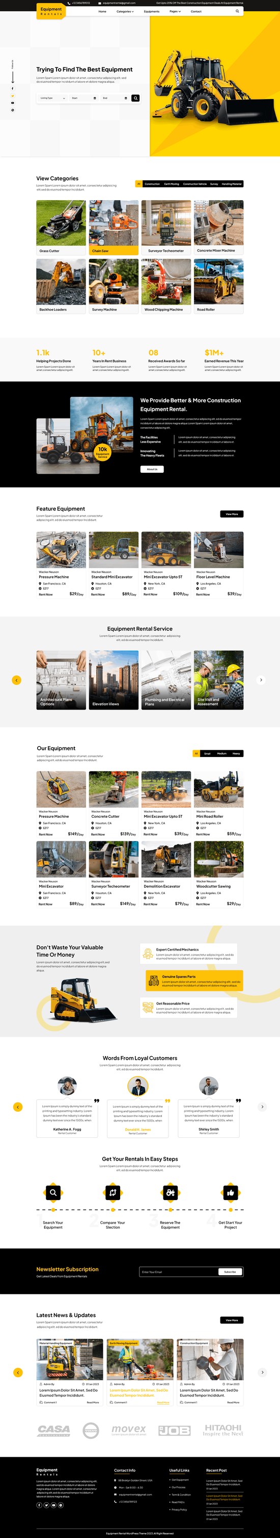 Streamline Rentals with our Equipment Rental WordPress Theme