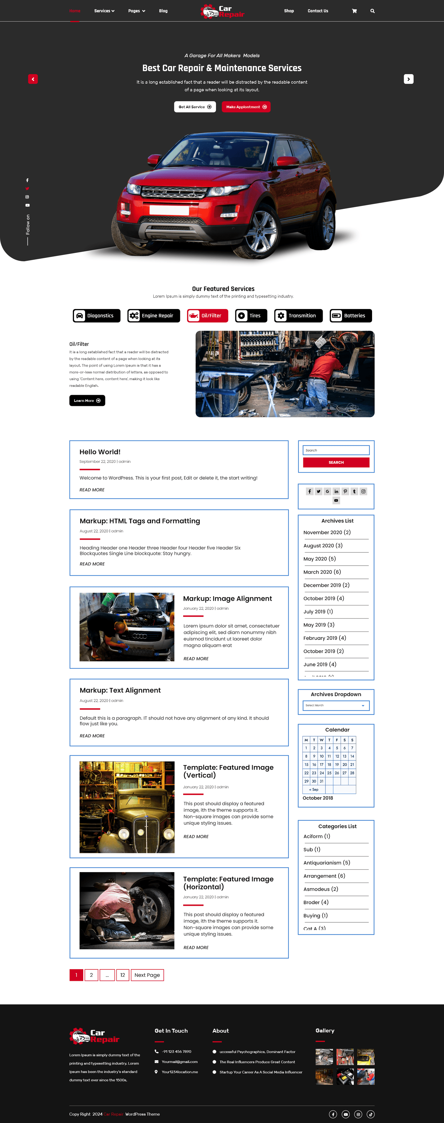 Free Auto Repair Wordpress Theme
