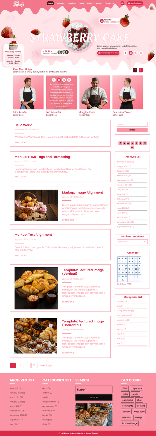 Free Bakery Shop WordPress Theme