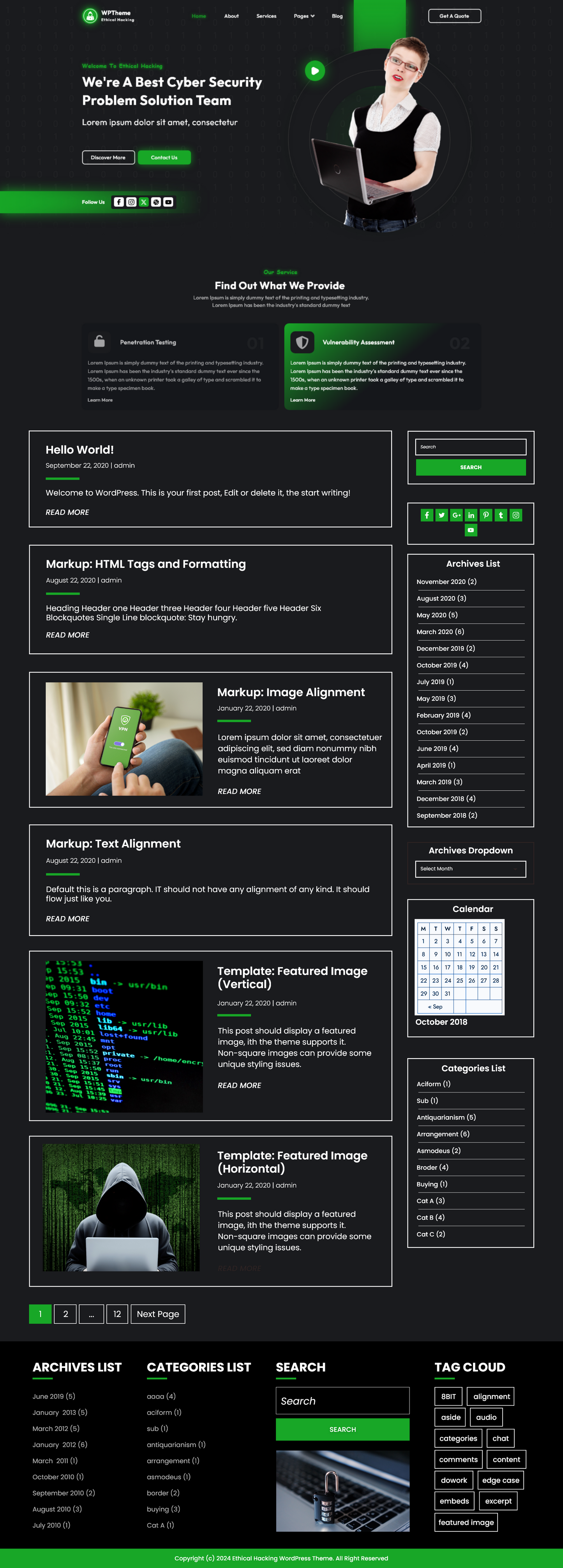 Free Ethical Hacking WordPress Theme