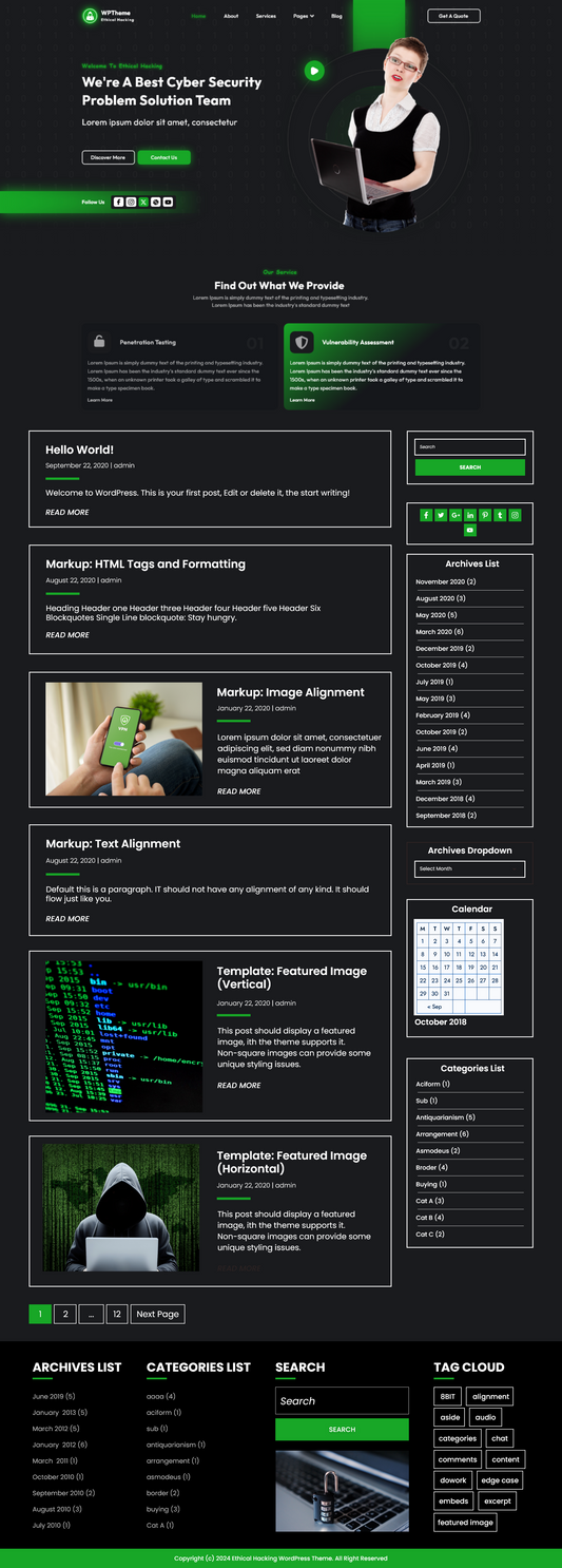 Free Ethical Hacking WordPress Theme