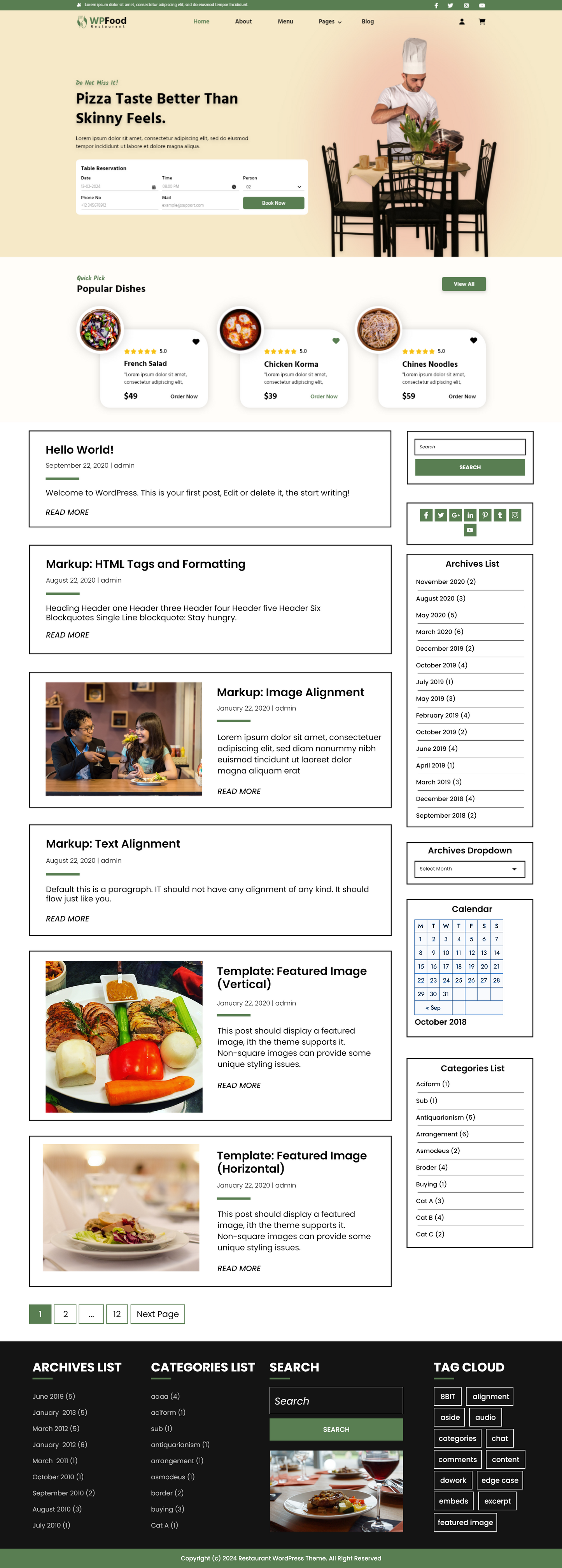 Free Food WordPress Theme