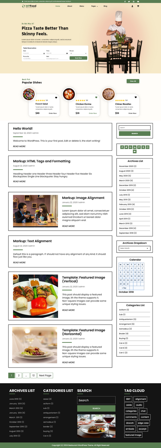 Free Food WordPress Theme