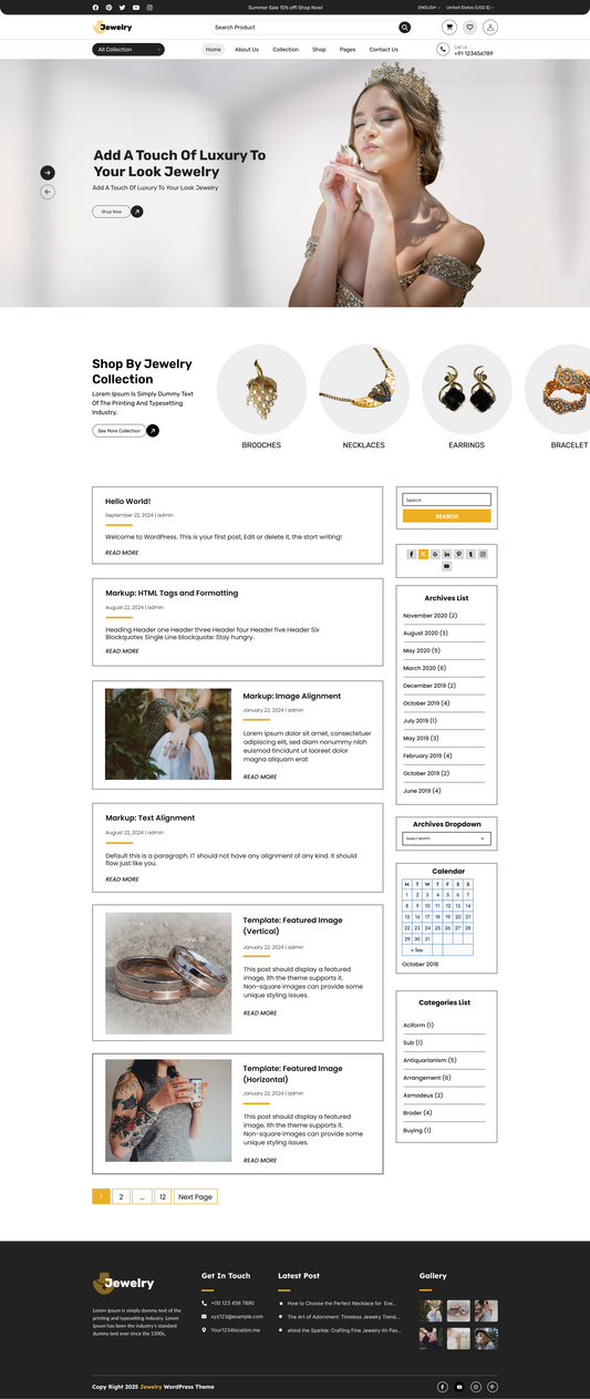 Free Jewellery WordPress Theme