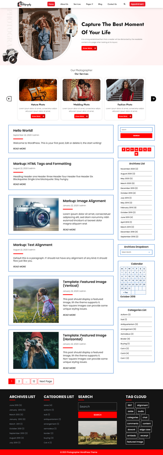 Free Photographer WordPress Theme