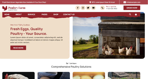 Poultry farm icon with chicken and barn silhouette