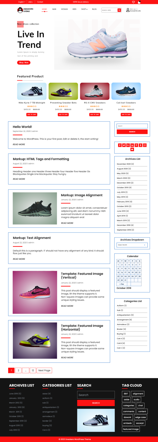 Free Shoes WordPress Theme