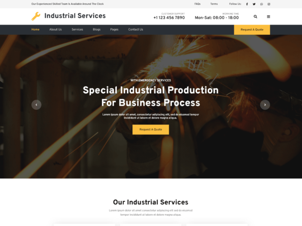 industrial services wordpress theme