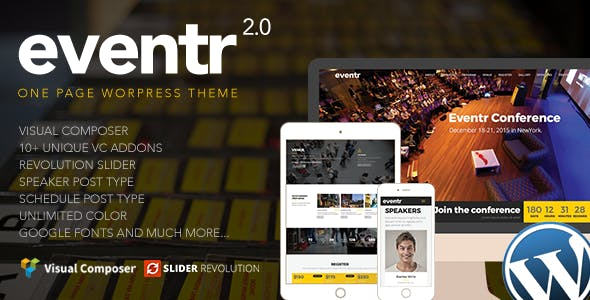 Eventr - One Page Event WordPress Theme By Theme Cube