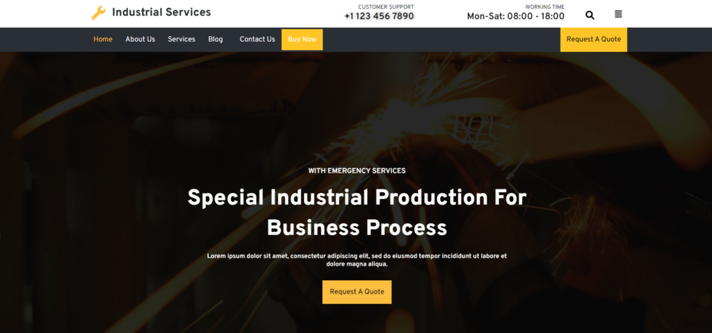 elementor industrial service wordpress theme